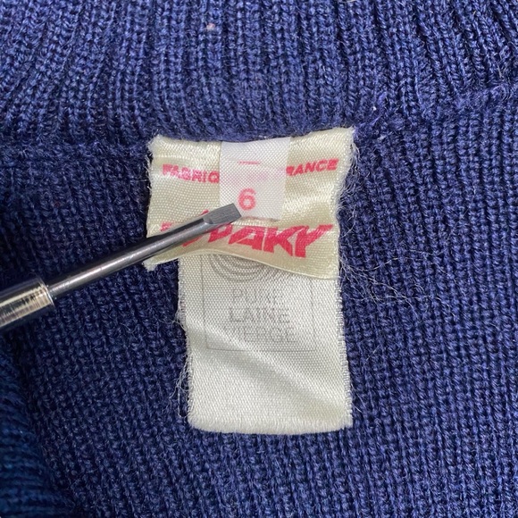 Maky Rib Knit Sweater XL Navy Blue Military Wool Anorak Quarter Zip Double Layer - Picture 5 of 11